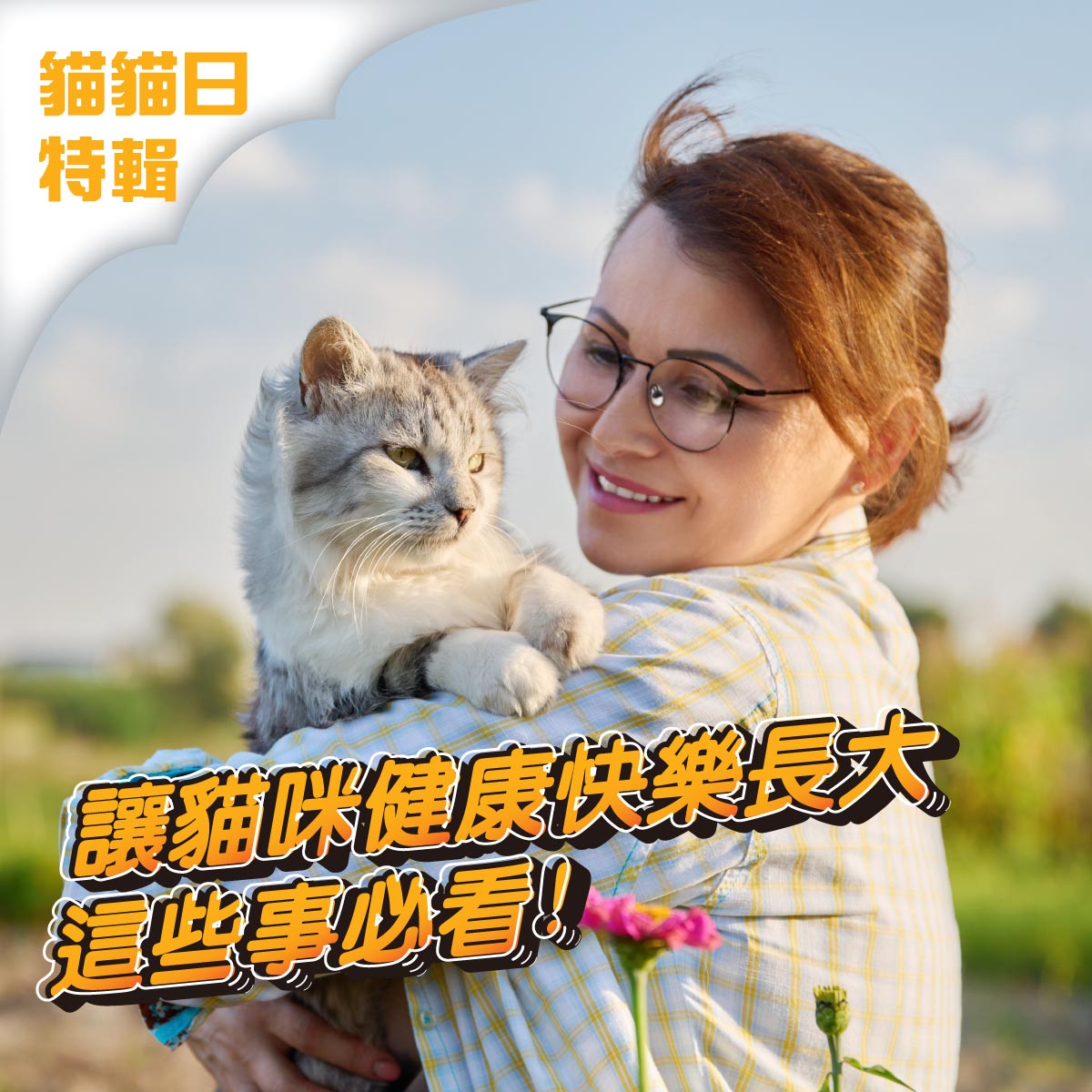 貓貓日特輯在陽光下抱著貓咪的女生,讓貓咪健康快樂長大詳見全文