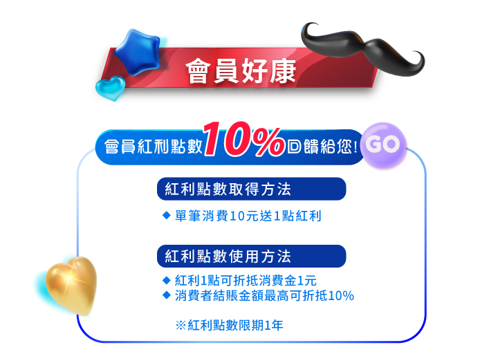 會員好康享10%紅利回饋