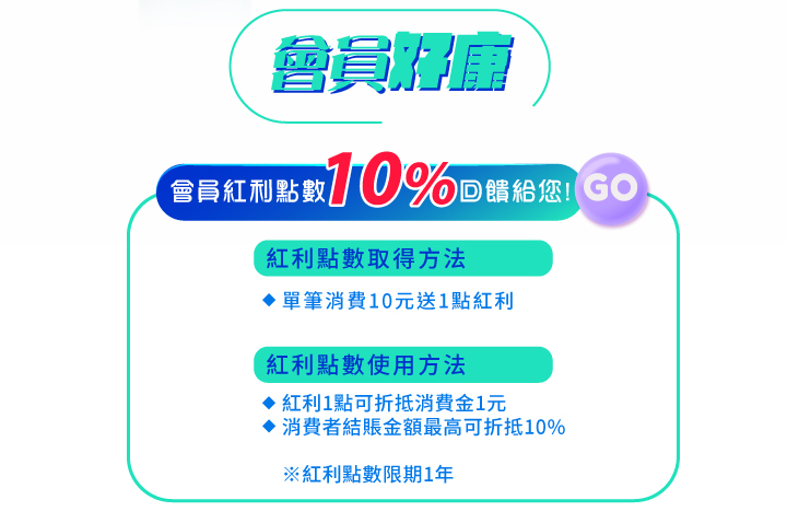 會員專屬紅利點數10%回饋