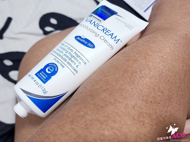 這張照片展示了VANICREAM薇霓肌本全日高效修護保濕乳霜在人體皮膚上的使用情境。
