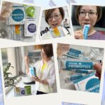 畫面以輕鬆日常的 Polaroid 拍立得風格呈現，主角為女性使用者展示Naturgy植萃益生菌 VEGAN PROBIOTICS與同系列健康食品。照片中可見實際撕開包裝、食用的過程，並搭配不同款式的機能營養產品如葉黃素萃取包與藻鈣粉，突顯品牌訴求的全植物、無動物來源補充理念。背景採用自然光與居家場景，營造親切、無壓的使用氛圍，展現健康飲食與日常保健的結合。